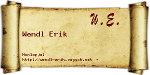 Wendl Erik névjegykártya